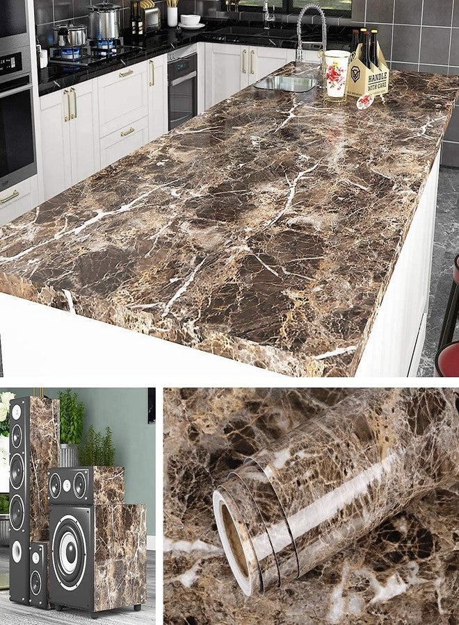olpad Brown Design High Glossy Marble Self Adhesive Wallpaper for Kitchen/Home/Almirah/Fridge/Floor/Wall/Table/Cupboard Decorative Furniture Interior & Renovation Projects - Image 1